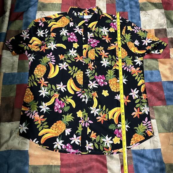 2022 Old Navy Mens Hawaiian Fruit Collared Button XL Short Sleeve Shirt Multicol - Picture 5 of 7